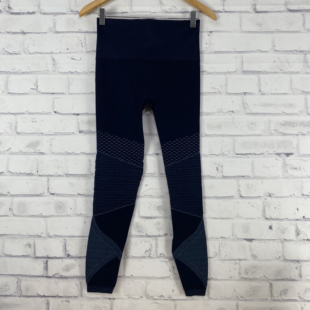 Spanx Leggings Women's Size Medium Pants Blue Seamless Moto Stretch Yoga